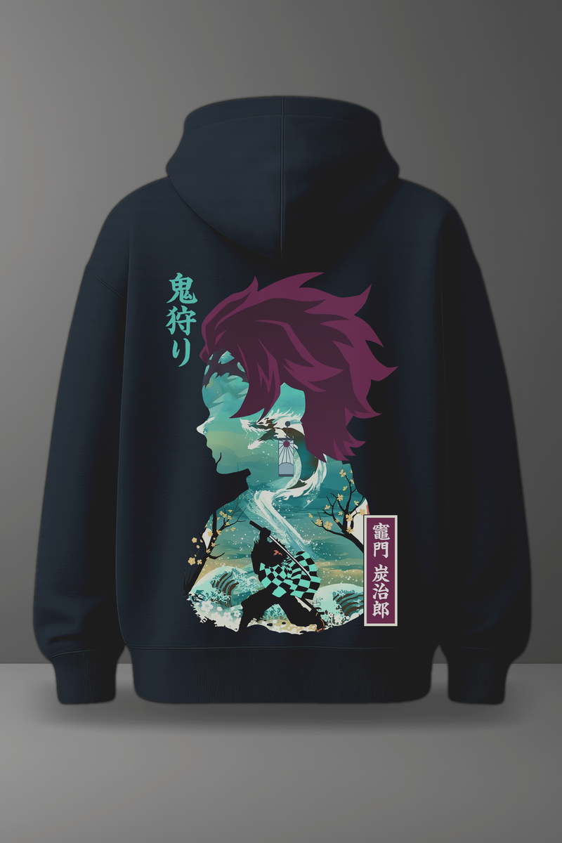Oversize суичър Tanjiro – Water Breathing Spirit – Син