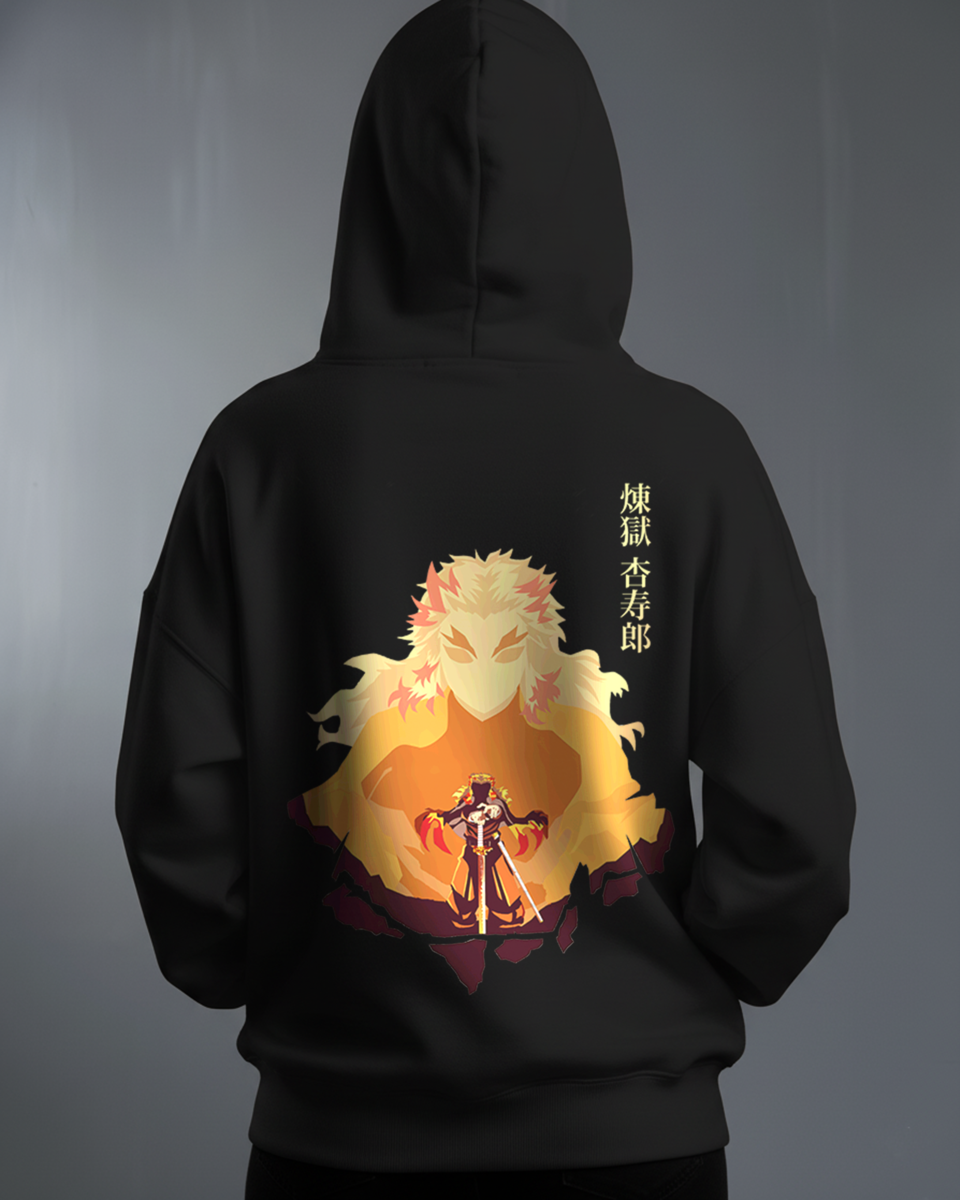 Oversize суичър Kyojuro Rengoku – Flame's Resolve – Черен