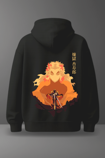 Oversize суичър Kyojuro Rengoku – Flame's Resolve – Черен