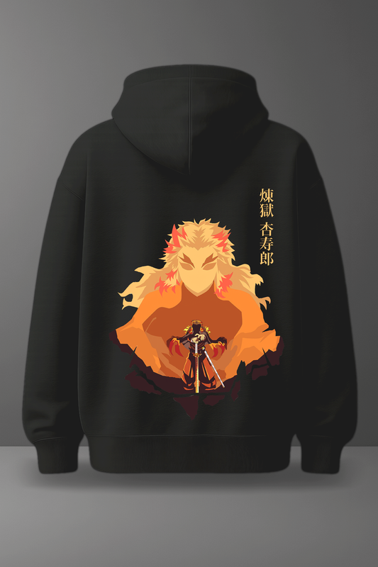 Oversize суичър Kyojuro Rengoku – Flame's Resolve – Черен