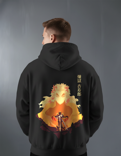 Oversize суичър Kyojuro Rengoku – Flame's Resolve – Черен