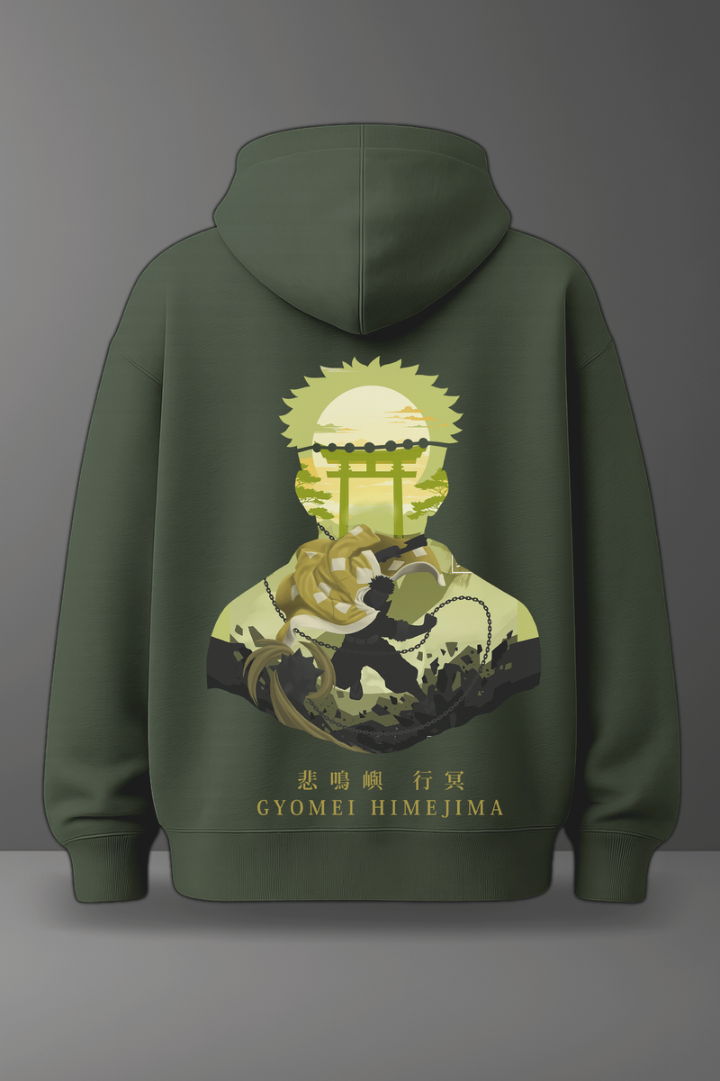 Oversize суичър Gyomei Himejima – Stone Guardian – Зелен