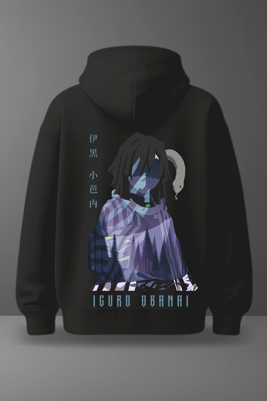 Oversize суичър Obanai Iguro – Serpent’s Gaze – Черен