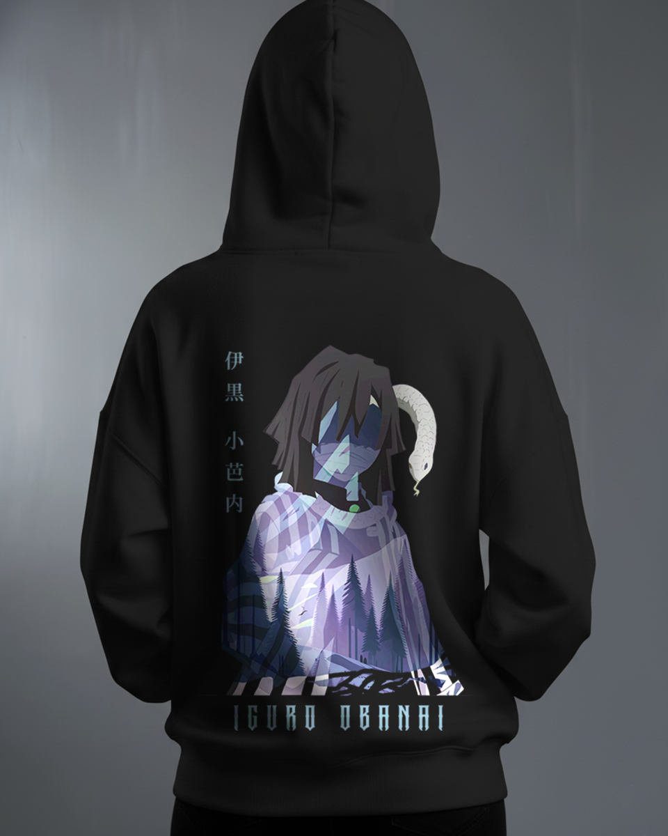 Oversize суичър Obanai Iguro – Serpent’s Gaze – Черен