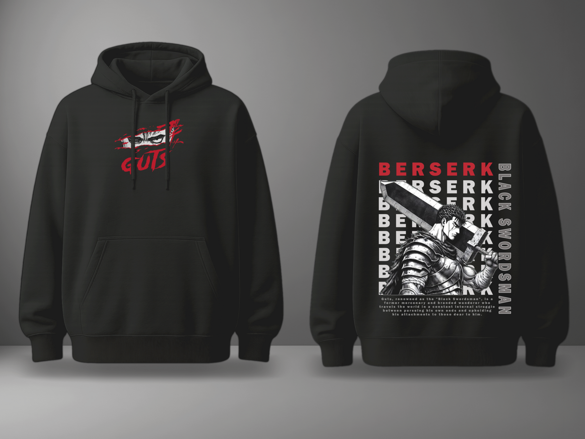 Oversize суичър Guts – Black Swordsman – Черен