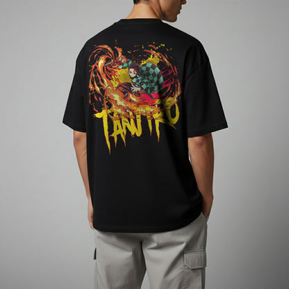Oversize тениска Tanjiro – Breathe Flame
