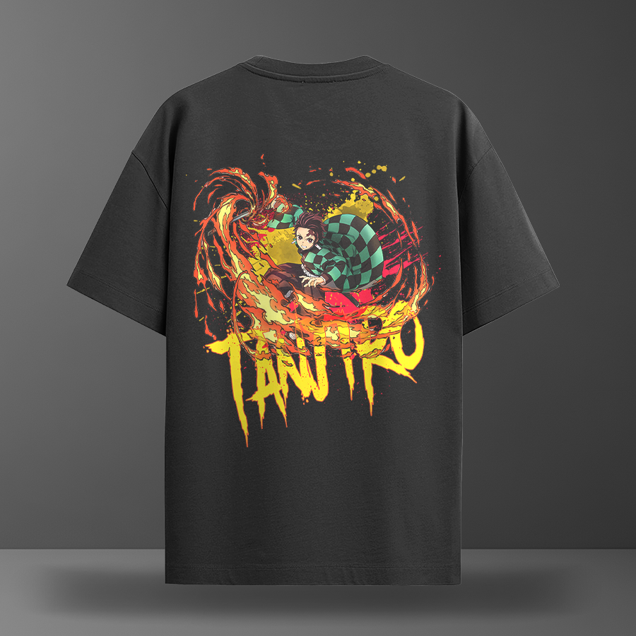 Oversize тениска Tanjiro – Breathe Flame