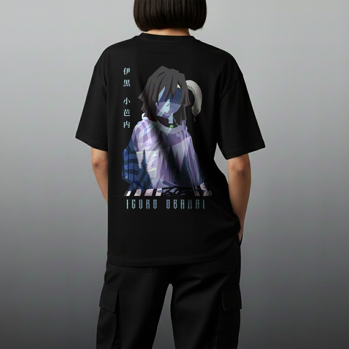 Oversize тениска Obanai Iguro – Serpent’s Gaze