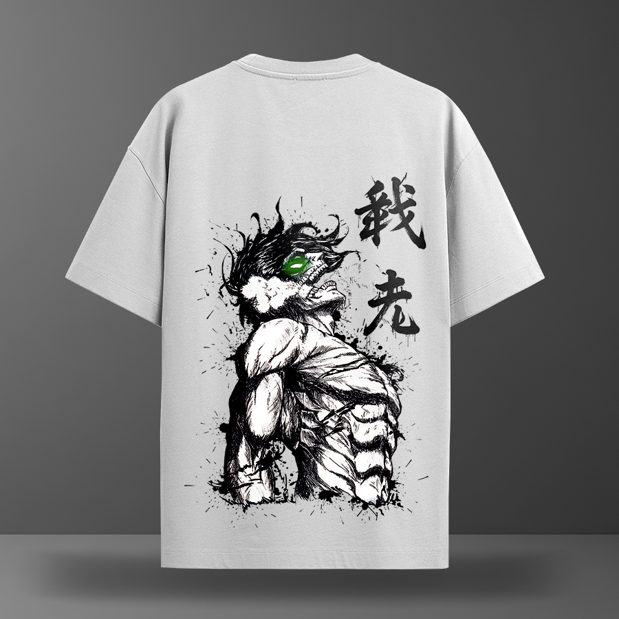 Oversize тениска Eren Yeager – Tatakae – Бял