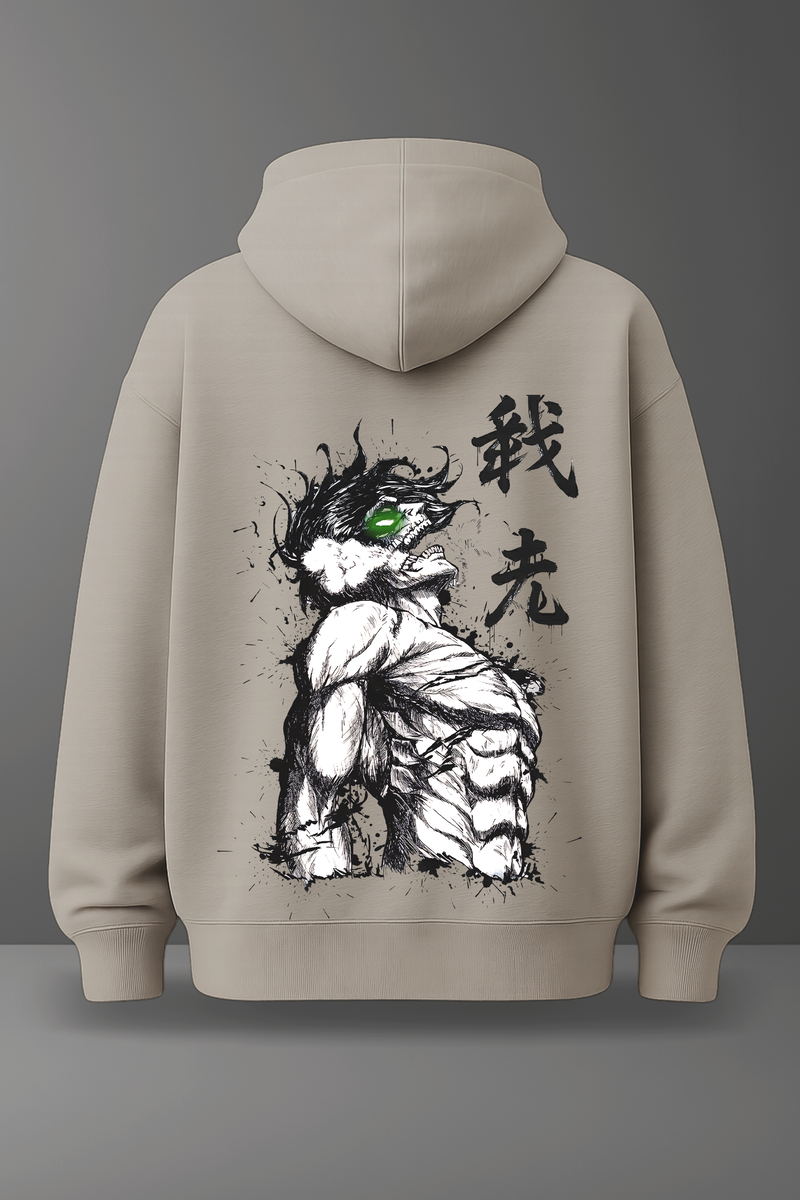 Oversize суичър Eren Yeager – Tatakae – Бежов