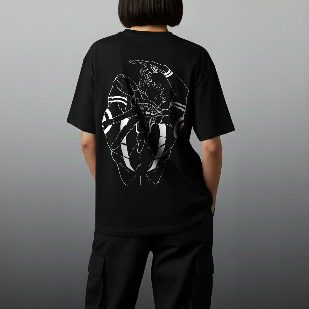 Oversize тениска Sukuna – B&W