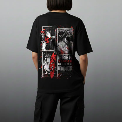 Oversize тениска Eren Yeager – Red
