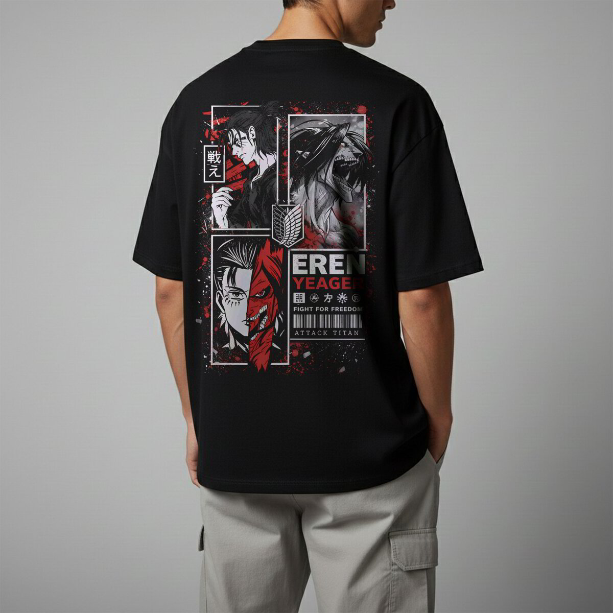 Oversize тениска Eren Yeager – Red