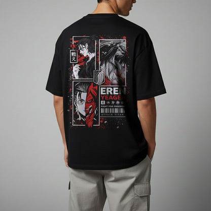 Oversize тениска Eren Yeager – Red