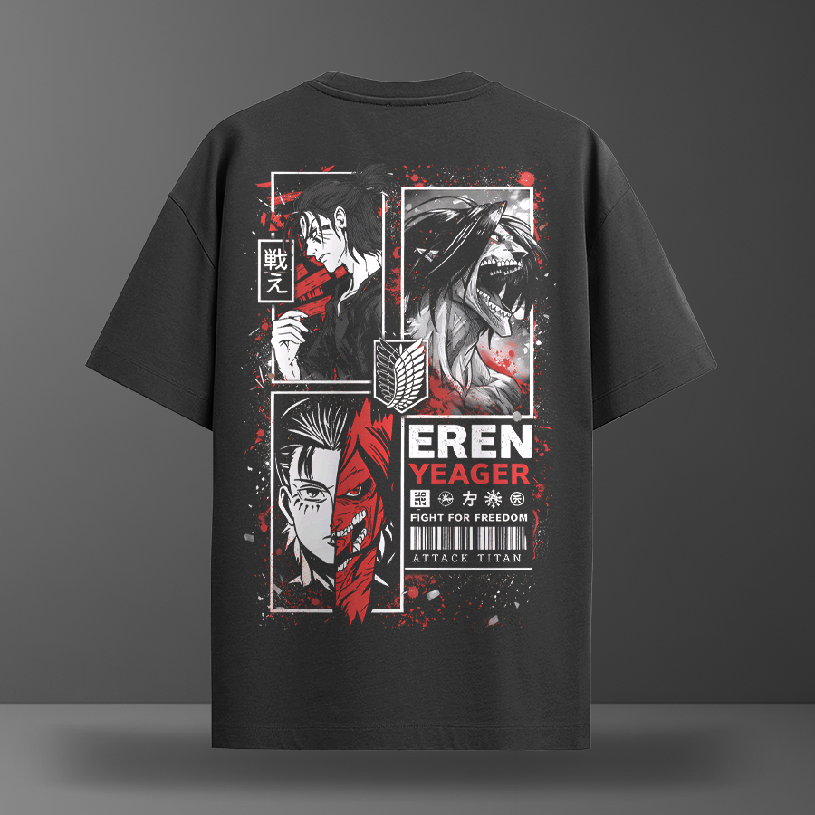 Oversize тениска Eren Yeager – Red