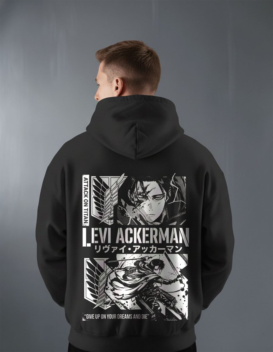 Oversize суичър Levi Ackerman – B&W