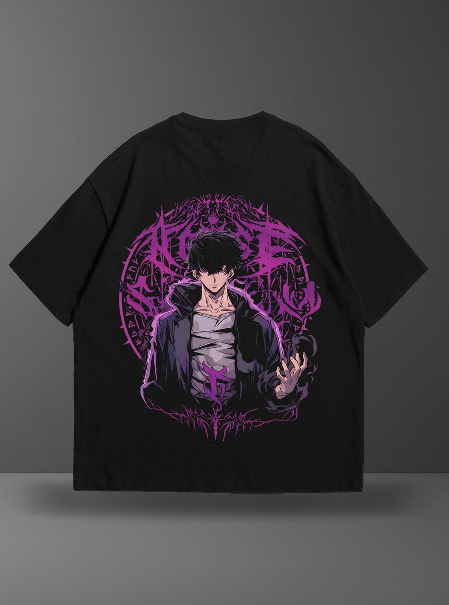 Oversize тениска Jinwoo – Arise – Черен