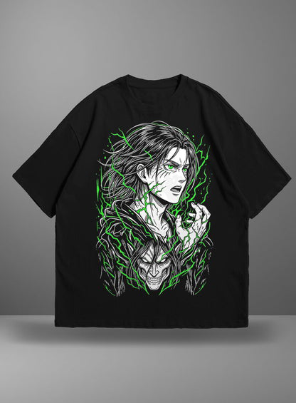 Oversize тениска Eren Yeager – Green