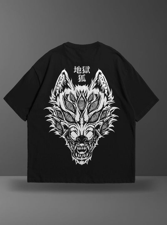 Oversize тениска Fox Devil – Черен