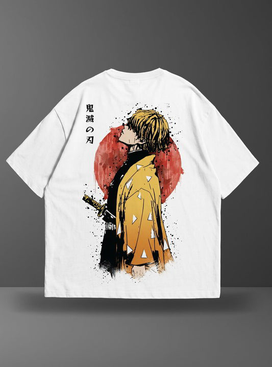 Oversize тениска Zenitsu Agatsuma – Red Moon