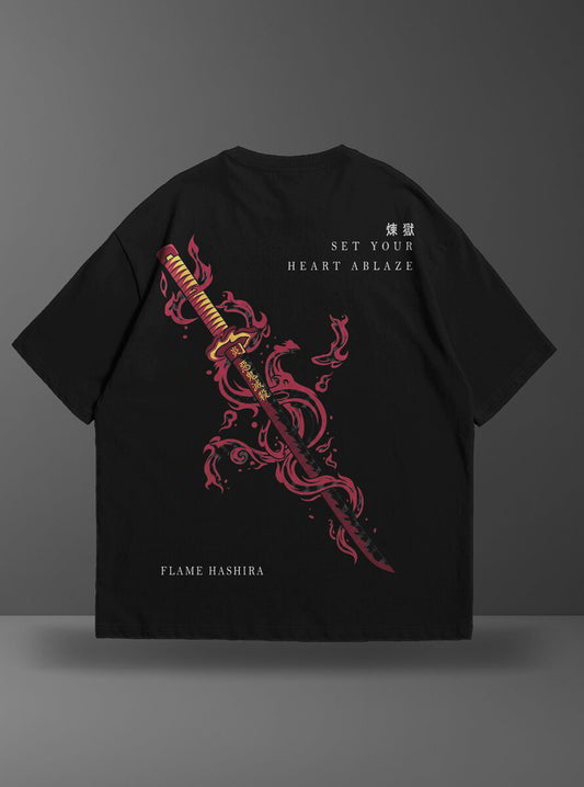 Oversize тениска Rengoku – Set your heart ablaze