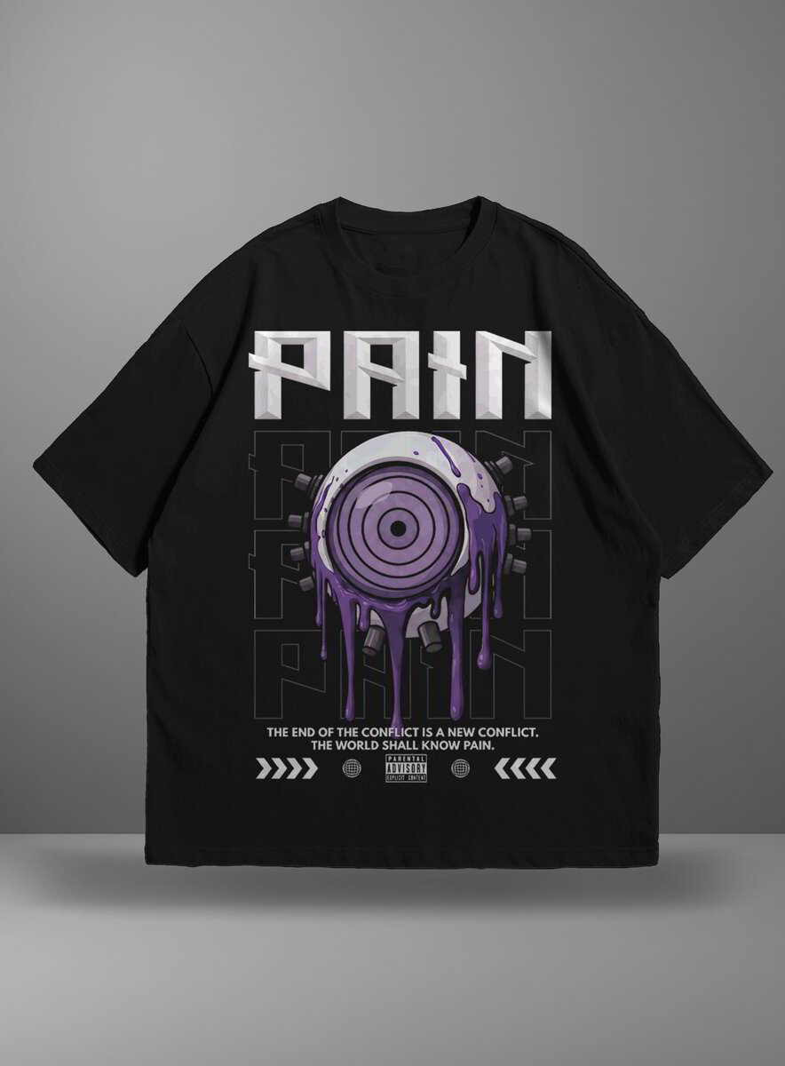 Oversize тениска Pain – EYE – Черен