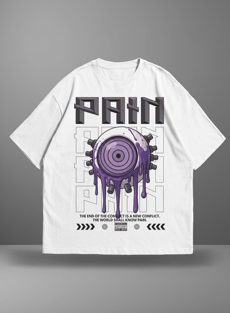 Oversize тениска Pain – EYE – Бял